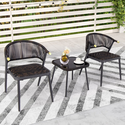 3 Piece Patio Rattan Furniture Set, Brown and Black Patio Conversation Sets at Gallery Canada