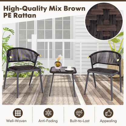 3 Piece Patio Rattan Furniture Set, Brown and Black Patio Conversation Sets at Gallery Canada