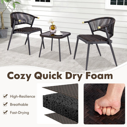 3 Piece Patio Rattan Furniture Set, Brown and Black Patio Conversation Sets at Gallery Canada