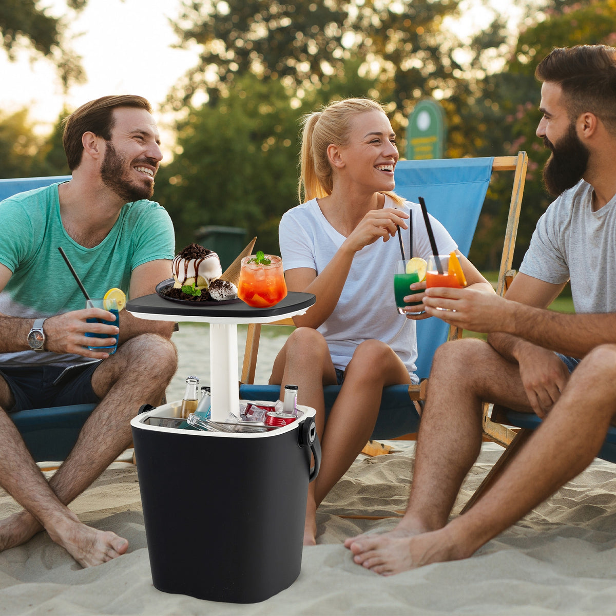 3-in-1 Portable Cooler Bar Table, Bottle Opener, Lift Top Lid, Black Coolers at Gallery Canada