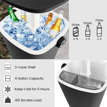 3-in-1 Portable Cooler Bar Table, Bottle Opener, Lift Top Lid, Black Coolers at Gallery Canada