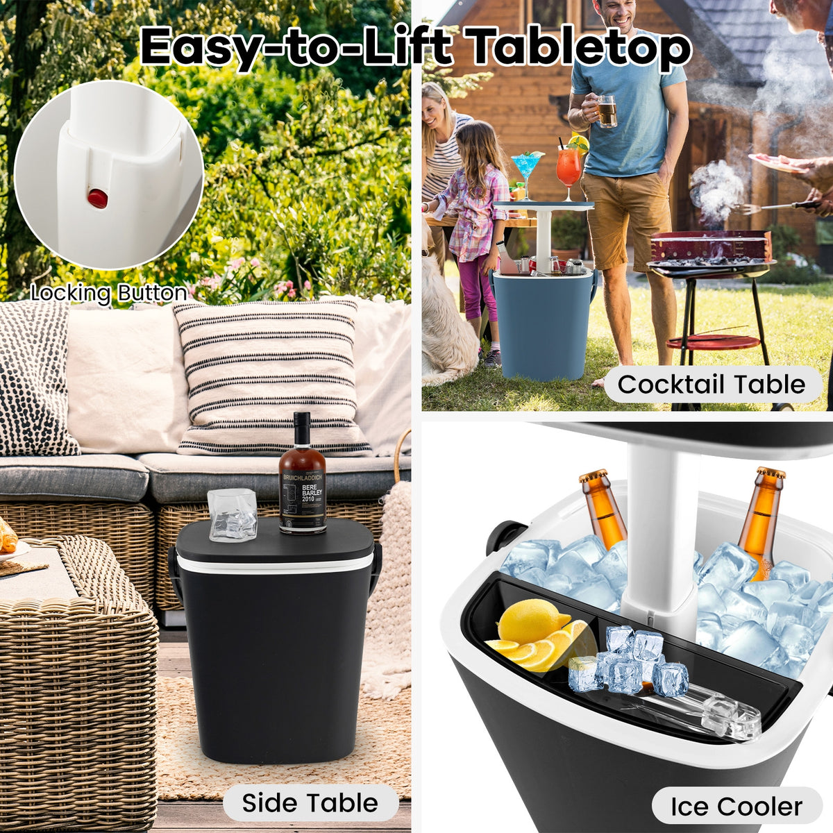 3-in-1 Portable Cooler Bar Table, Bottle Opener, Lift Top Lid, Black Coolers at Gallery Canada