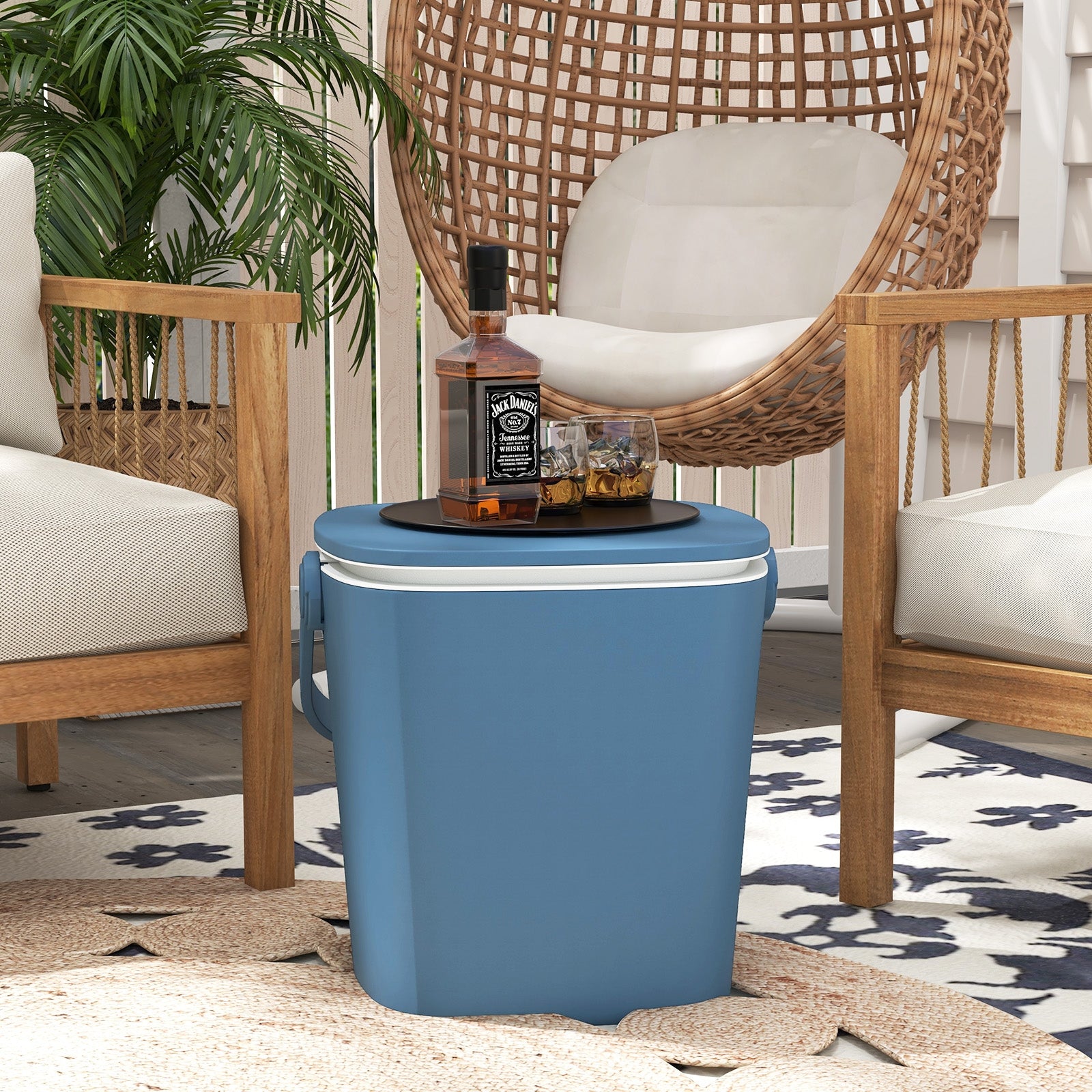 3-In-1 Portable Cooler Bar Table, With Bottle Opener And Lift Top Lid, Blue Coolers at Gallery Canada