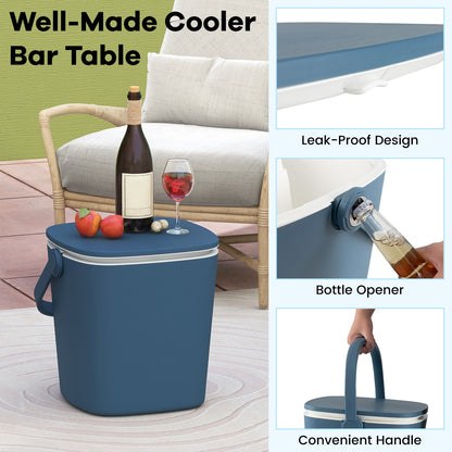 3-In-1 Portable Cooler Bar Table, With Bottle Opener And Lift Top Lid, Blue Coolers at Gallery Canada