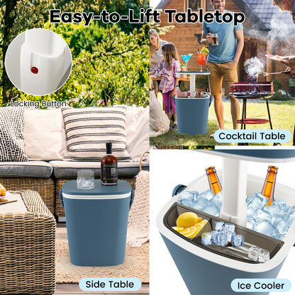 3-In-1 Portable Cooler Bar Table, With Bottle Opener And Lift Top Lid, Blue Coolers at Gallery Canada