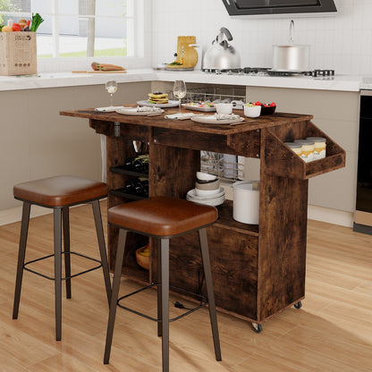 Mobile Kitchen Island Cart With Power Outlet, Adjustable Shelf, Rustic Brown Kitchen Islands & Carts at Gallery Canada