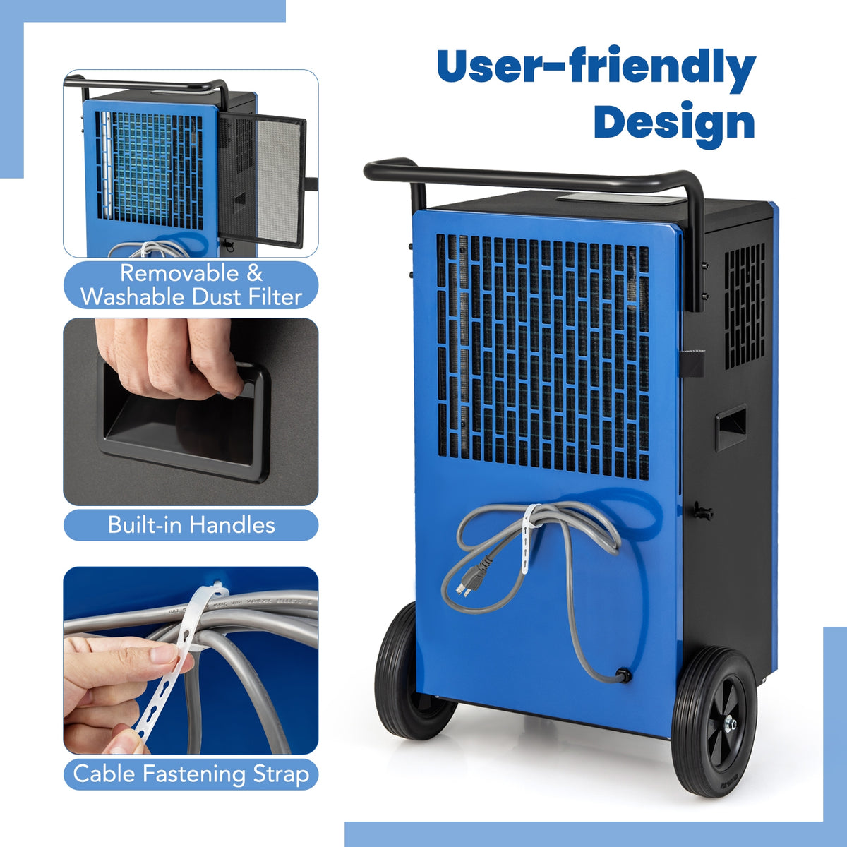 215 Pints 8000 Sq.Ft Commercial Dehumidifier, Blue Dehumidifiers at Gallery Canada