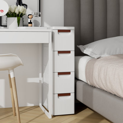 4-Drawer Rolling Organizer Unit, Narrow Storage Cabinet, White Dressers & Chests at Gallery Canada