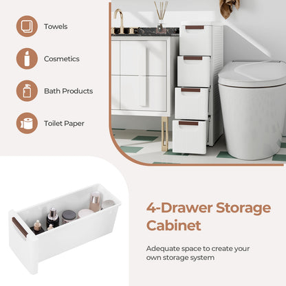 4-Drawer Rolling Organizer Unit, Narrow Storage Cabinet, White Dressers & Chests at Gallery Canada