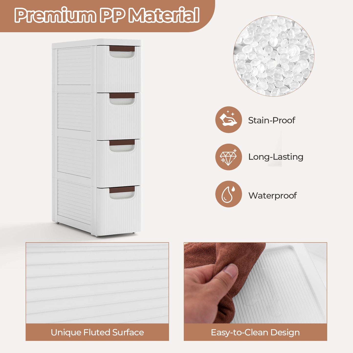 4-Drawer Rolling Organizer Unit, Narrow Storage Cabinet, White Dressers & Chests at Gallery Canada