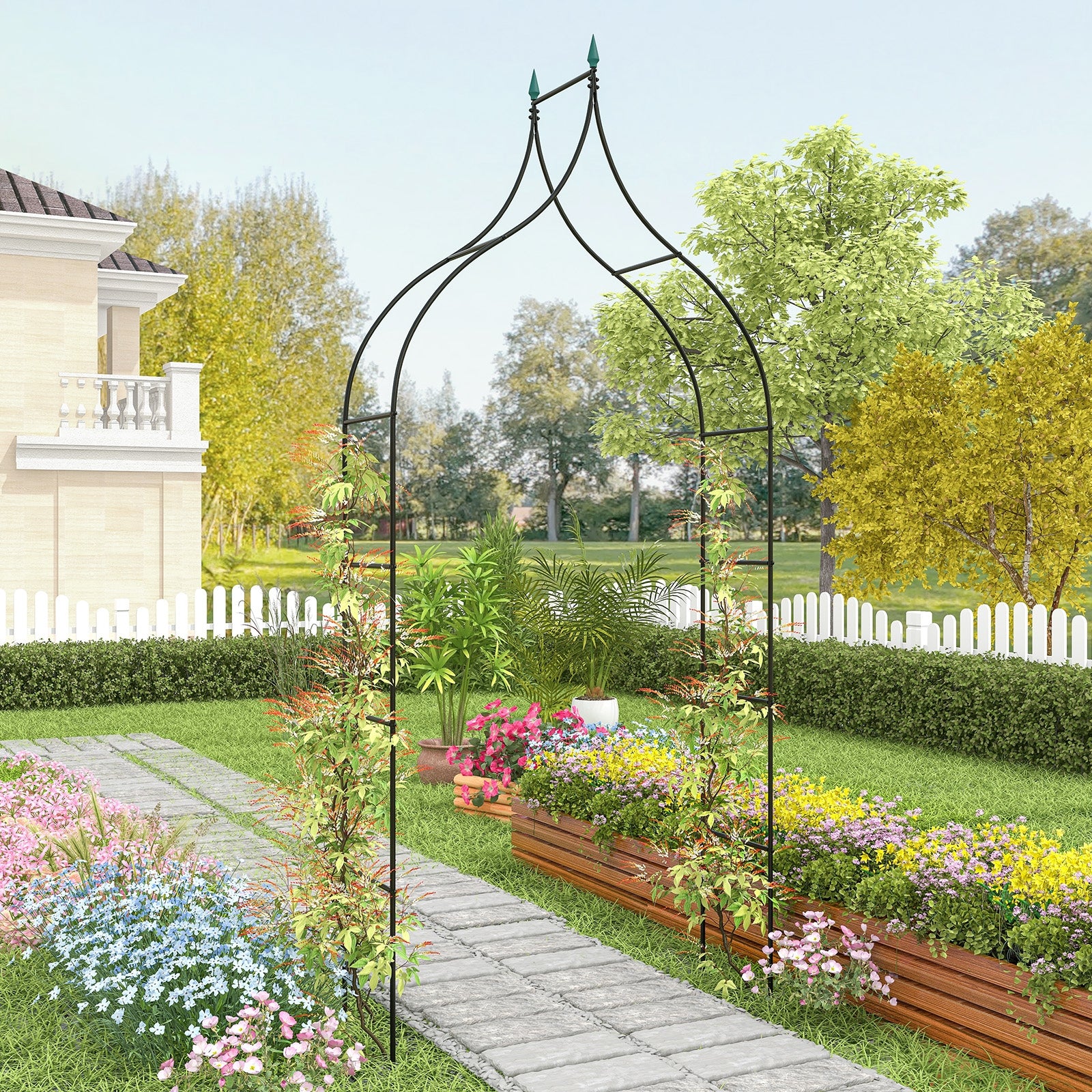 9.5 Feet Metal Garden Arch, For Vine Rose Climbing Wedding, Black Outdoor Decor at Gallery Canada