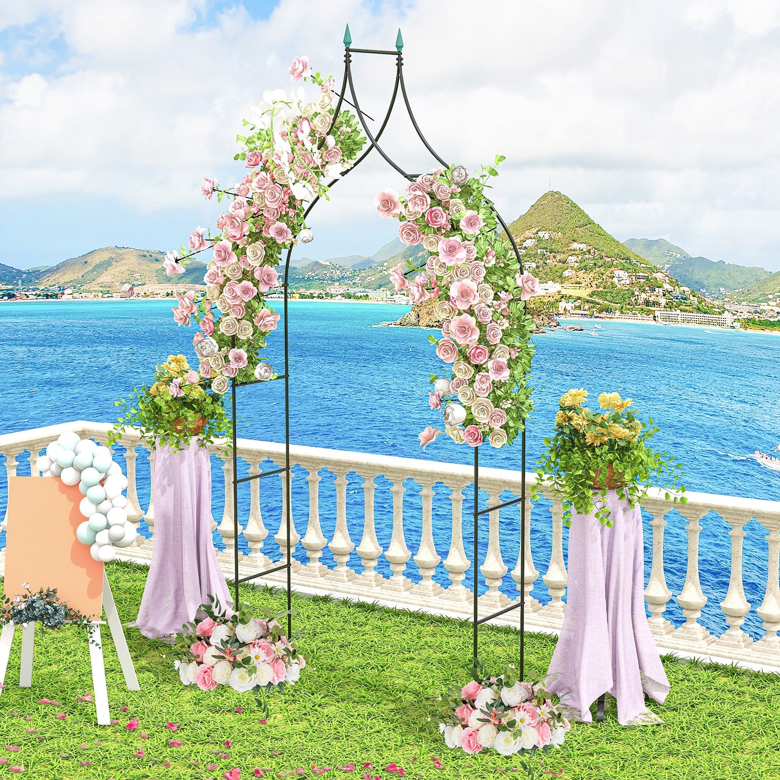 9.5 Feet Metal Garden Arch, For Vine Rose Climbing Wedding, Black Outdoor Decor at Gallery Canada
