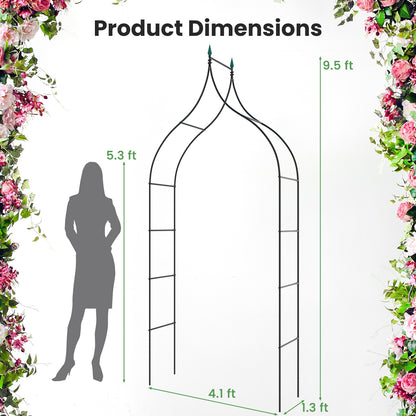 9.5 Feet Metal Garden Arch, For Vine Rose Climbing Wedding, Black Outdoor Decor at Gallery Canada