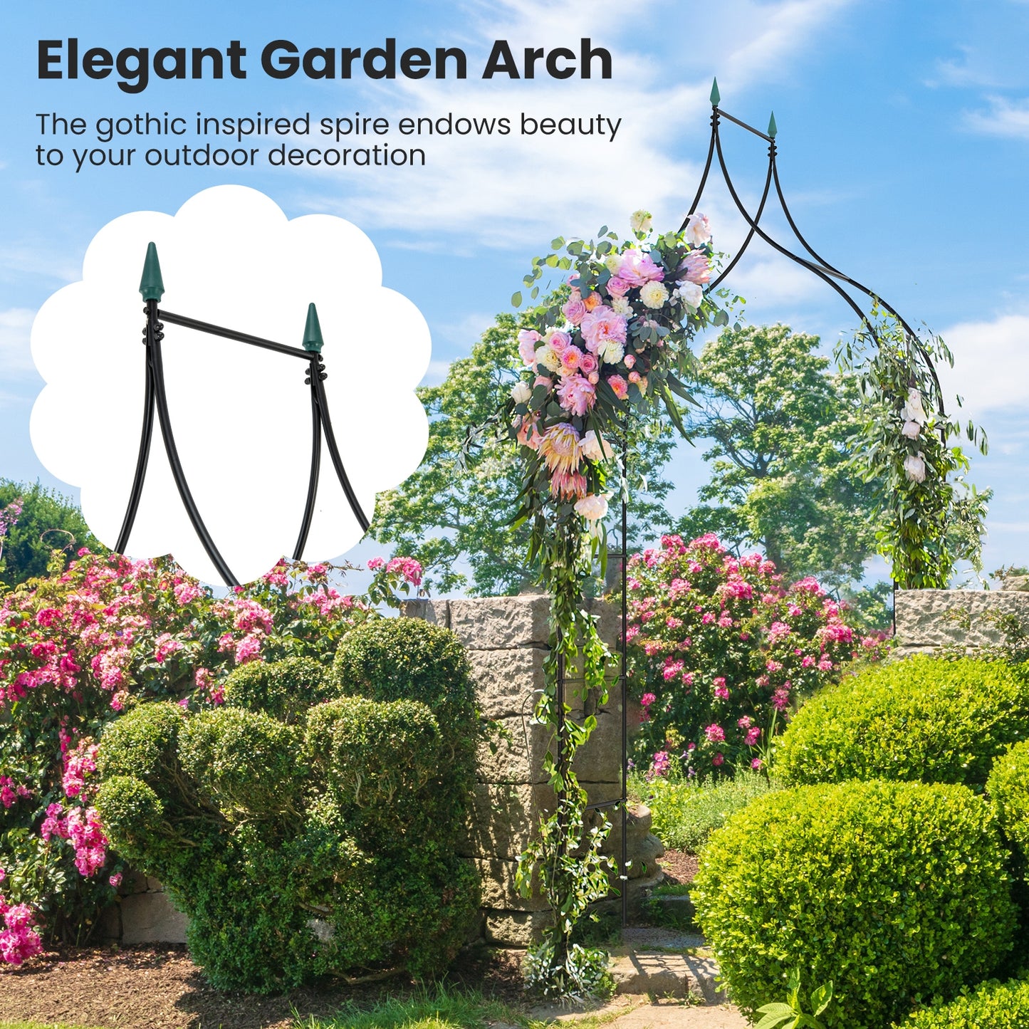 9.5 Feet Metal Garden Arch, For Vine Rose Climbing Wedding, Black Outdoor Decor at Gallery Canada