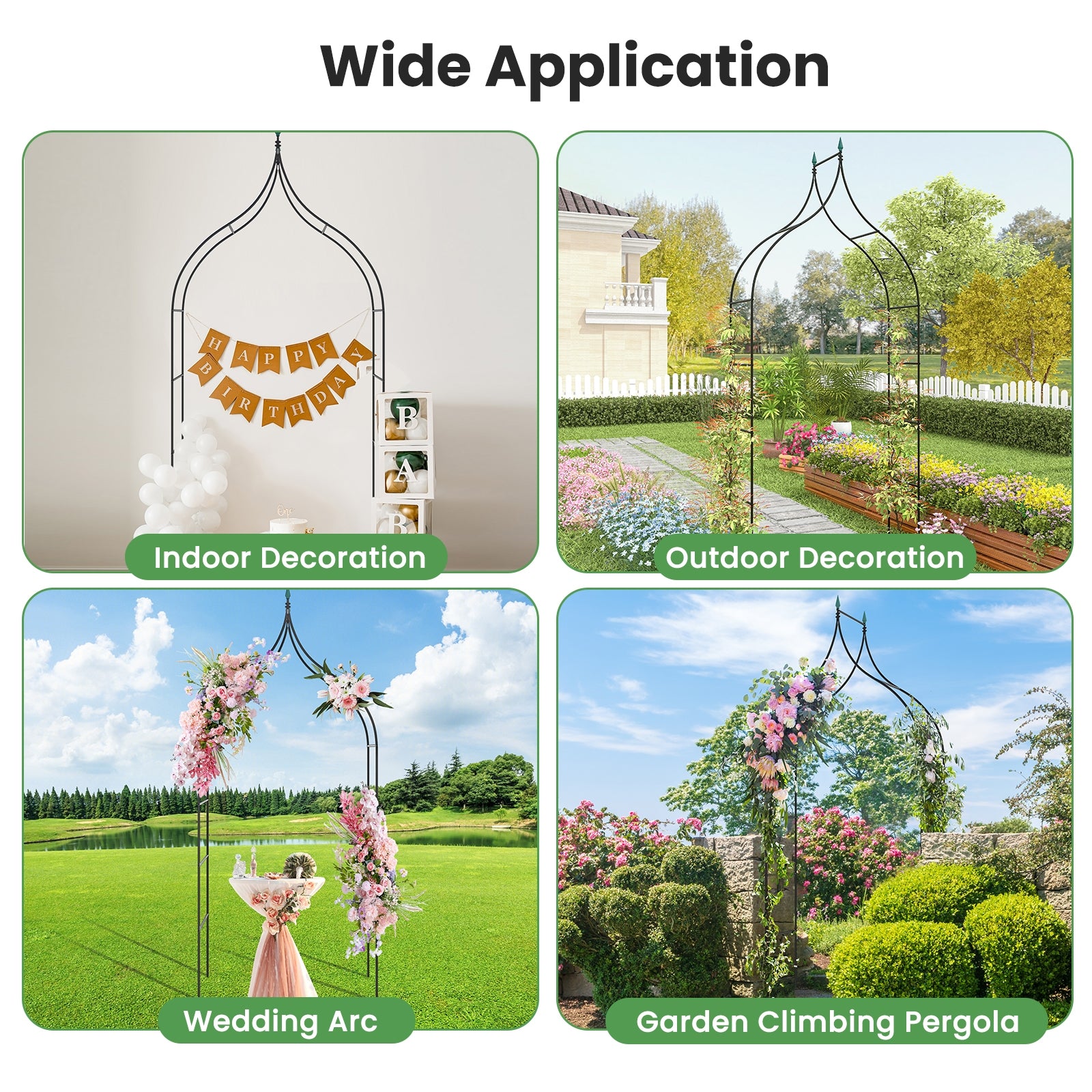 9.5 Feet Metal Garden Arch, For Vine Rose Climbing Wedding, Black Outdoor Decor at Gallery Canada