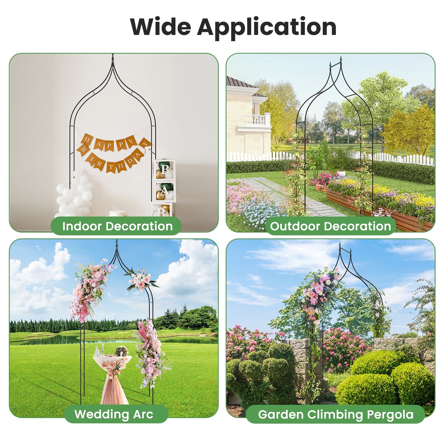 9.5 Feet Metal Garden Arch, For Vine Rose Climbing Wedding, Black Outdoor Decor at Gallery Canada
