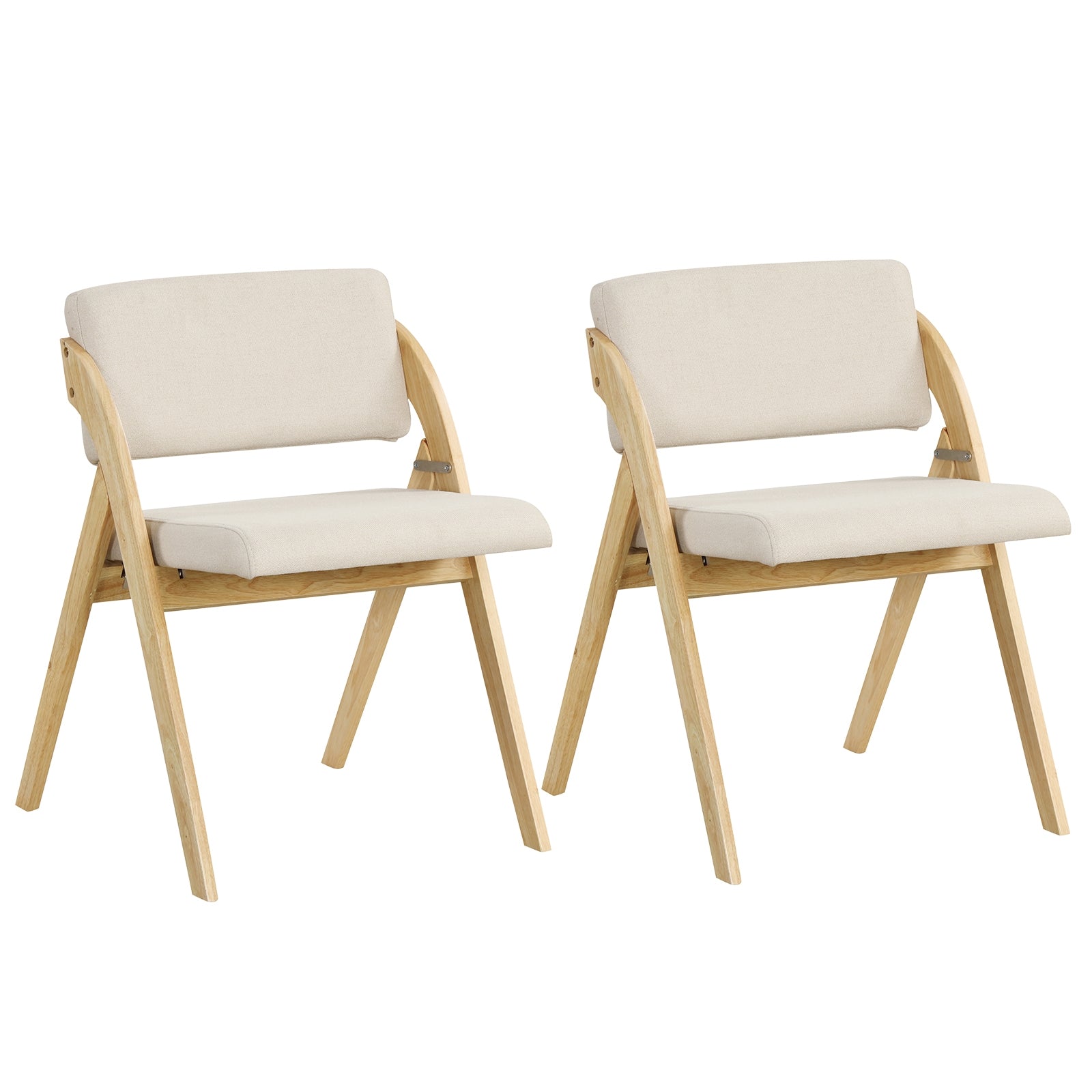 Folding Kitchen Dining Chairs, Set of 2, Rubber Wood Legs, Natural Dining Chairs at Gallery Canada