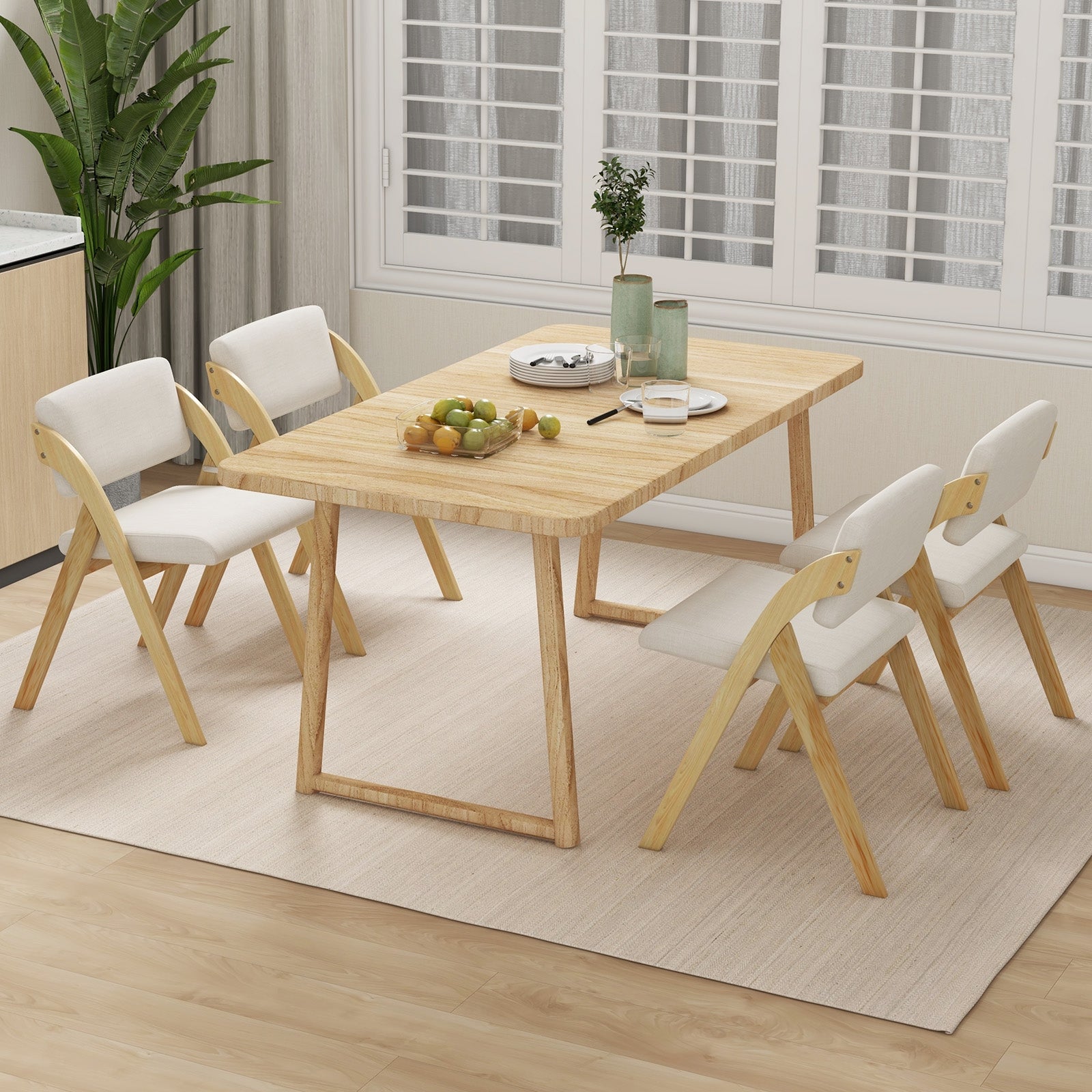 Folding Kitchen Dining Chairs, Set of 2, Rubber Wood Legs, Natural Dining Chairs at Gallery Canada