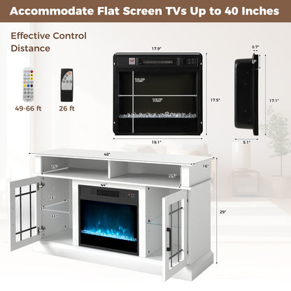 TV Stand With Electric Fireplace, LED Lights, Remote, For 40 Inch TVs, White Fireplaces at Gallery Canada