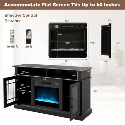 TV Stand With Electric Fireplace, LED Lights, Remote, 40 Inch, Black Fireplaces at Gallery Canada