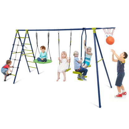 550 LBS 6-in-1 Patio Kids Swing Set, Green Swing & Playsets at Gallery Canada