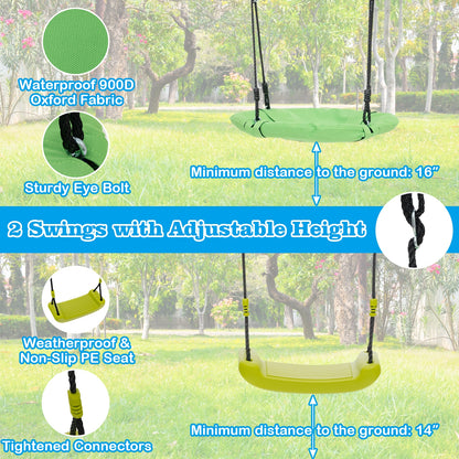 550 LBS 6-in-1 Patio Kids Swing Set, Green Swing & Playsets at Gallery Canada