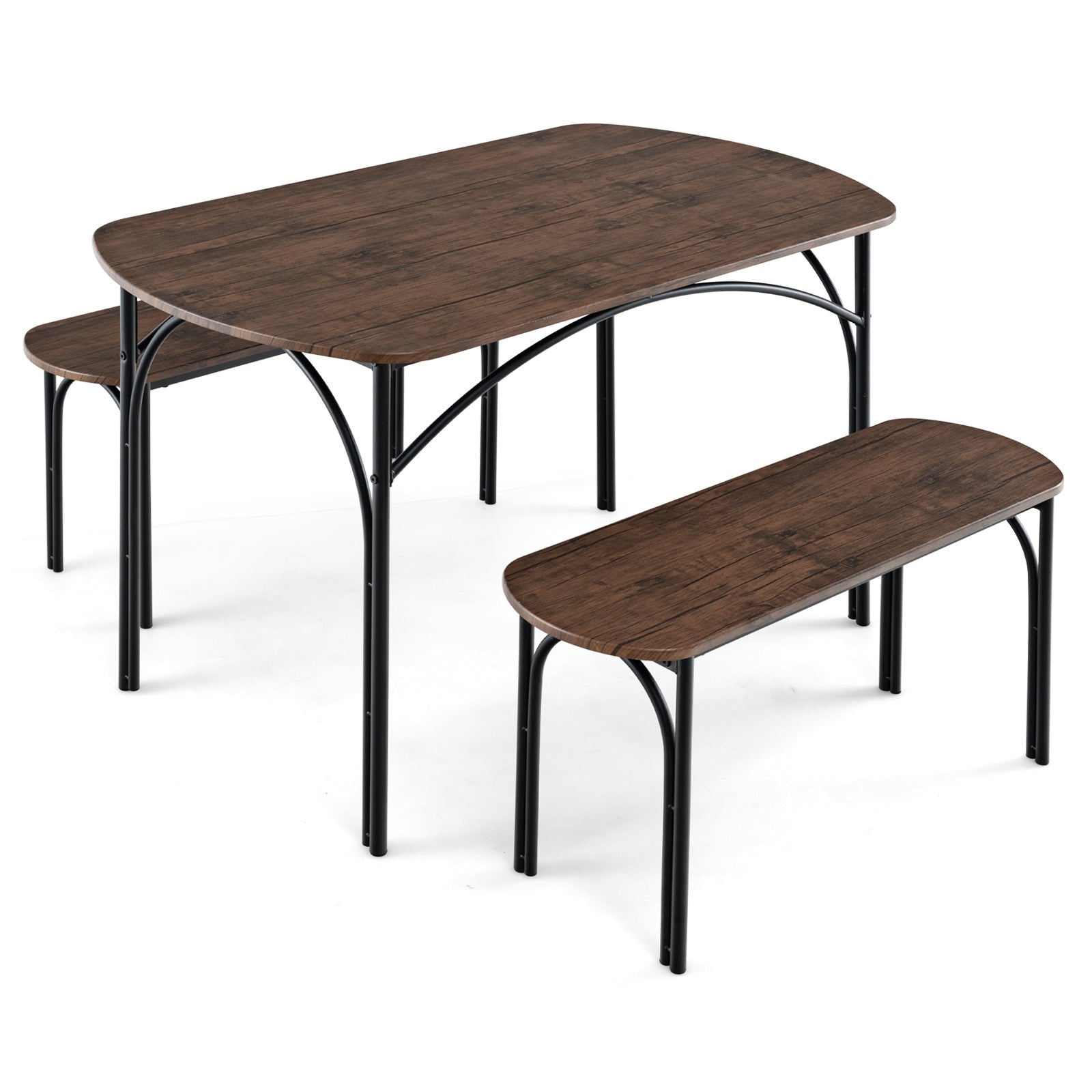 3-Piece Dining Table Set For 4, Metal Frame, Brown Dining Room Sets at Gallery Canada
