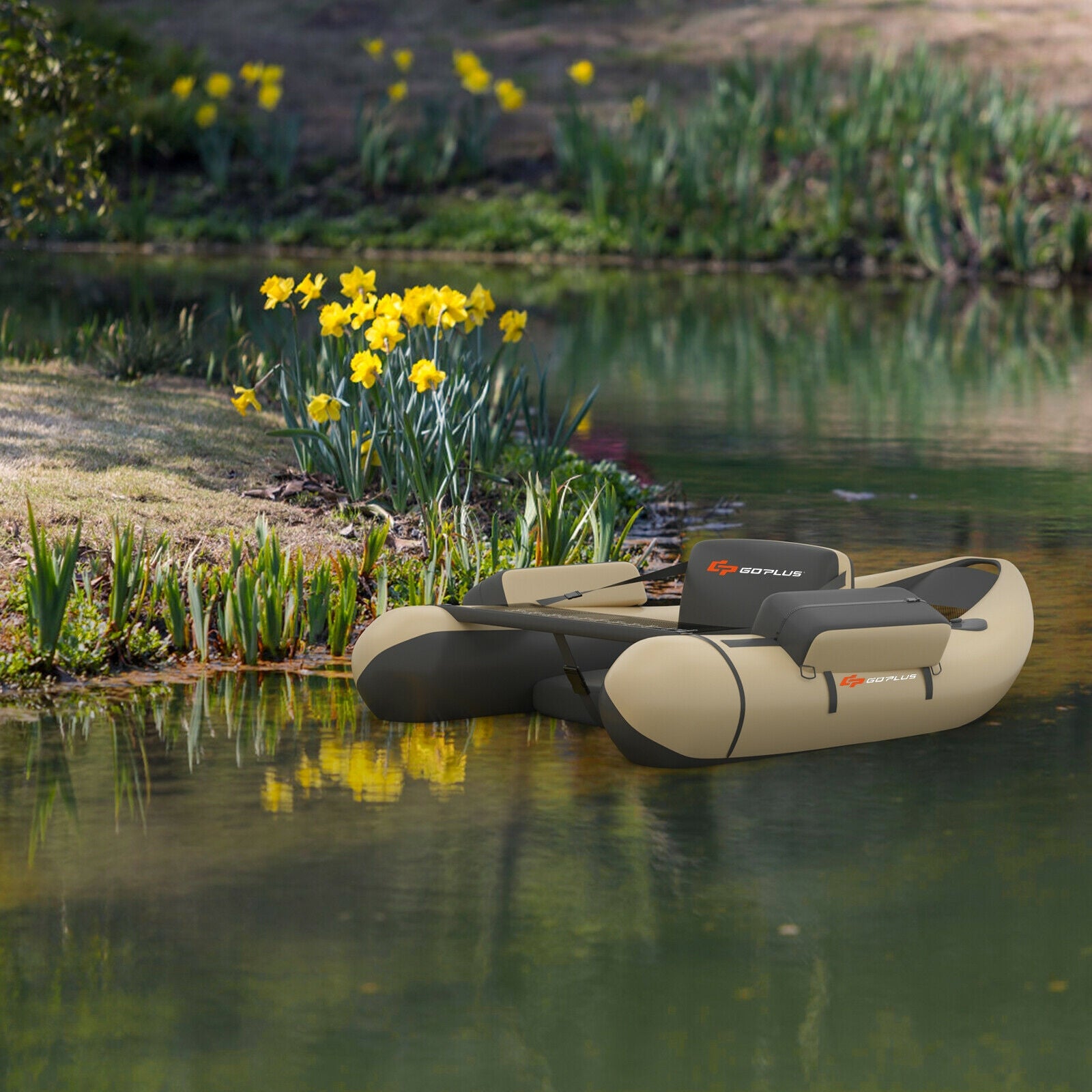 Inflatable Fishing Float Tube, With Pump Storage Pockets And Fish Ruler, Beige Surfing at Gallery Canada