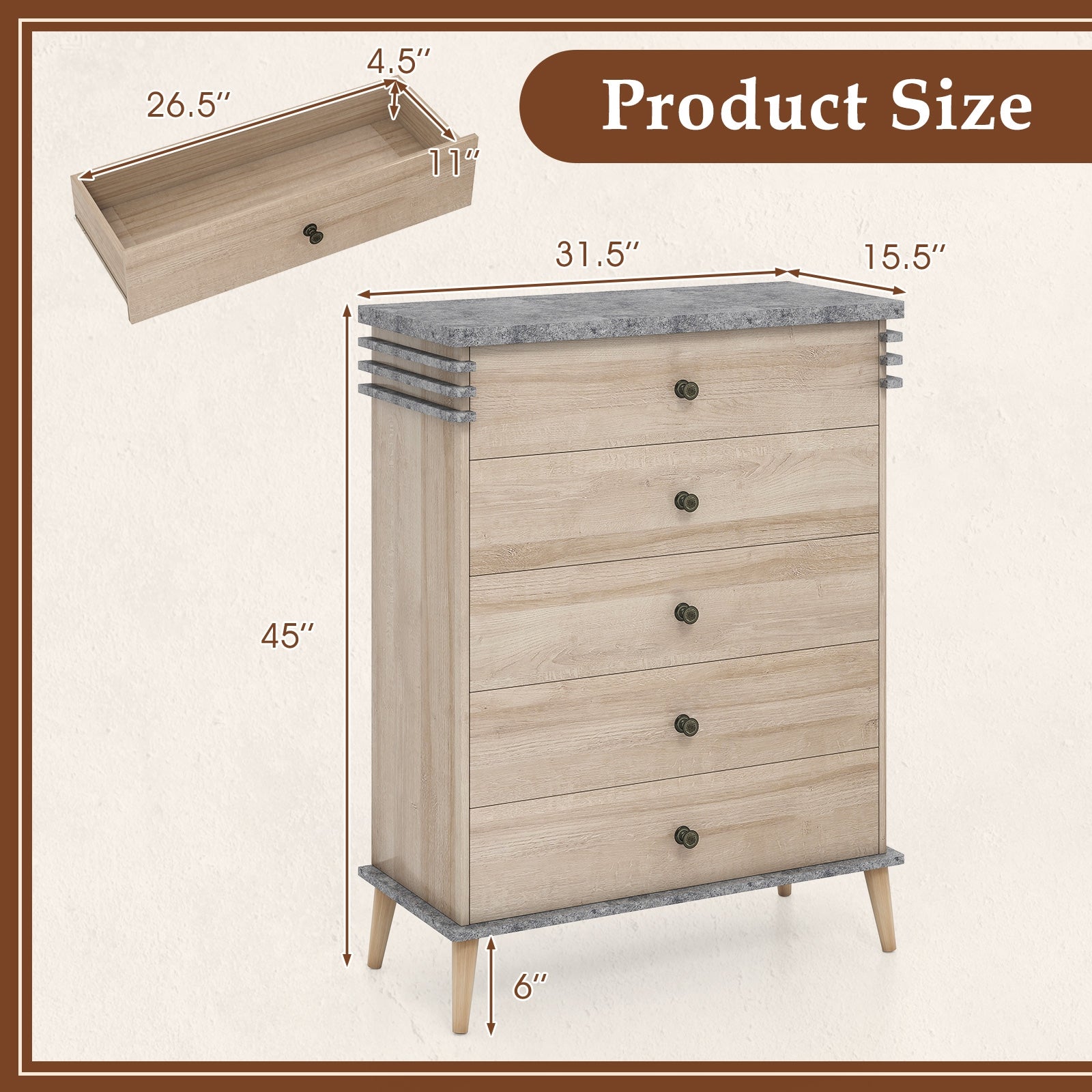 Farmhouse Chest Dresser, Tall Storage Organizer, Grey Dressers & Chests at Gallery Canada