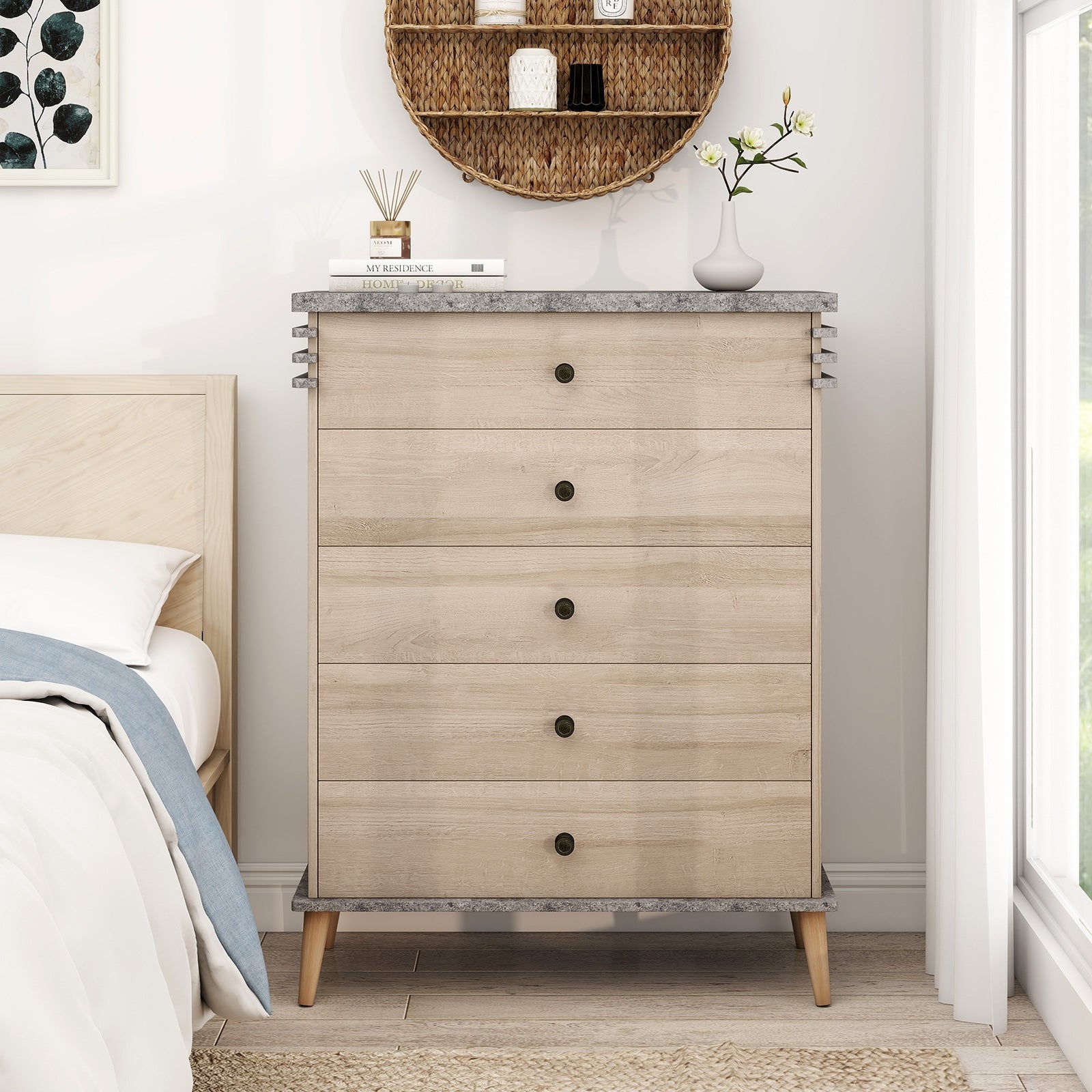 Farmhouse Chest Dresser, Tall Storage Organizer, Grey Dressers & Chests at Gallery Canada