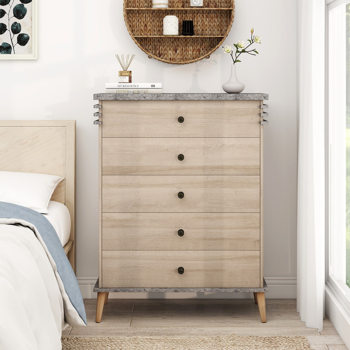 Farmhouse Chest Dresser, Tall Storage Organizer, Grey Dressers & Chests at Gallery Canada