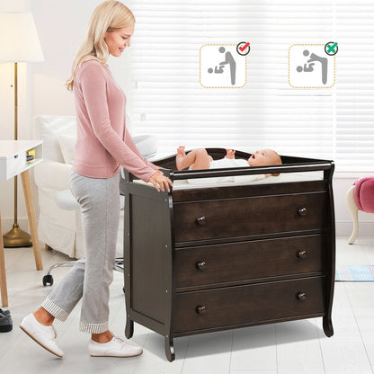 Baby Changing Table, 3 Drawers, Safety Belt, Brown Changing Tables at Gallery Canada