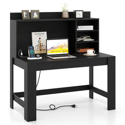 Modern Computer Desk With Hutch, Storage Shelves, Black Computer Desks at Gallery Canada