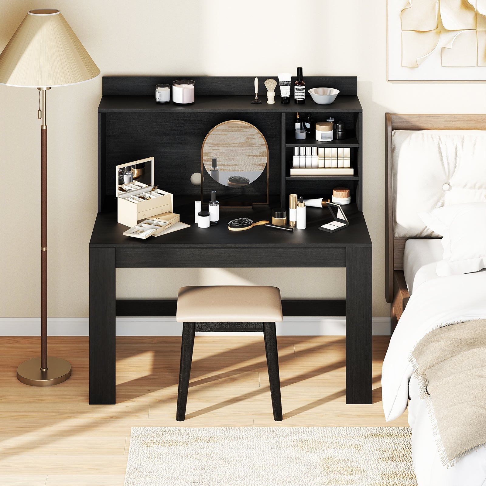 Modern Computer Desk With Hutch, Storage Shelves, Black Computer Desks at Gallery Canada