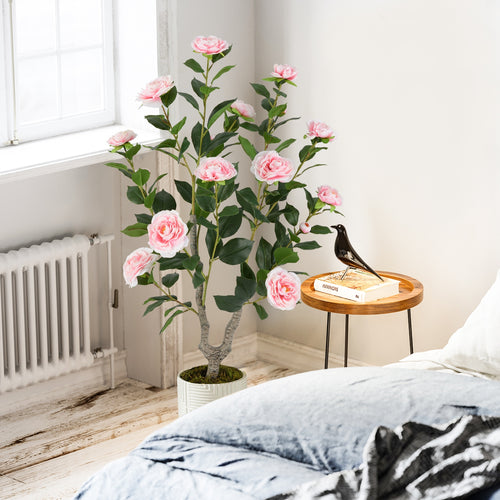 36 Inch Artificial Camellia Tree, Blooming Flower, 1 Pack, Pink