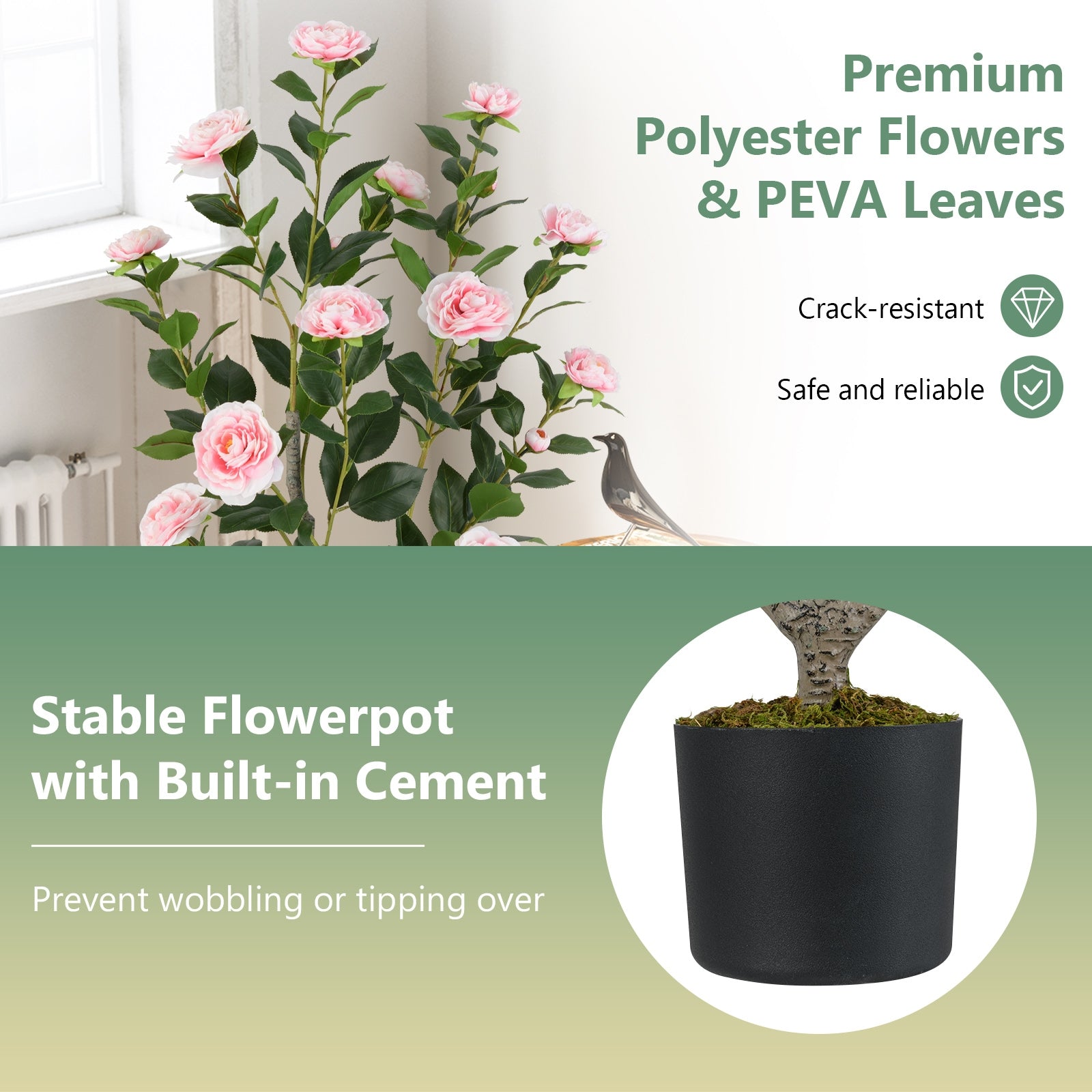 36 Inch Artificial Camellia Tree, Blooming Flower, 1 Pack, Pink Faux Plants at Gallery Canada