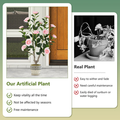 36 Inch Artificial Camellia Tree, Blooming Flower, 1 Pack, Pink Faux Plants at Gallery Canada
