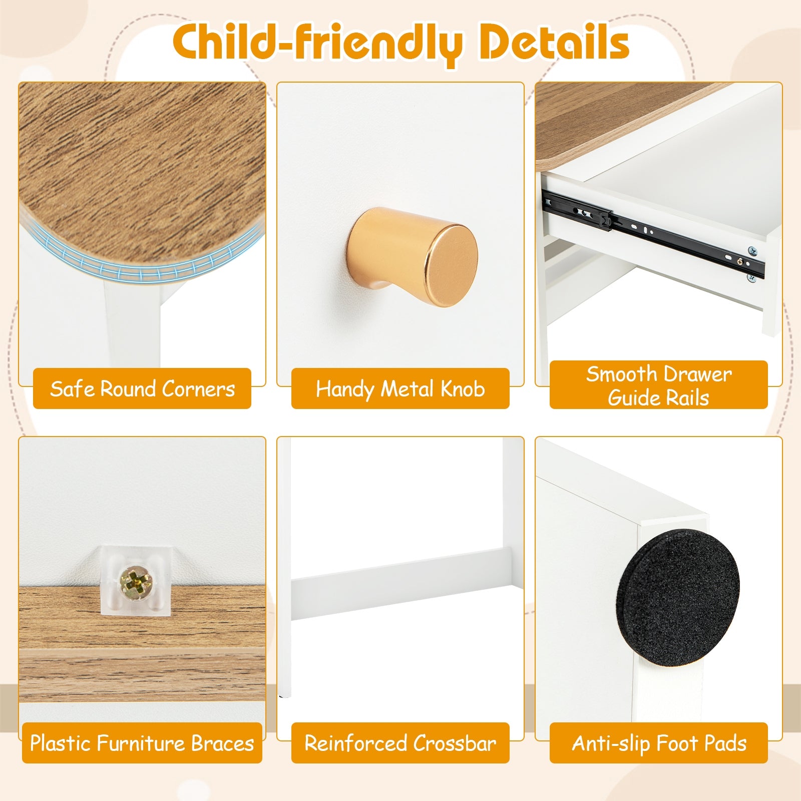 Kids Wooden Study Desk With Hutch, Drawer, White Kids Table & Chair Sets at Gallery Canada