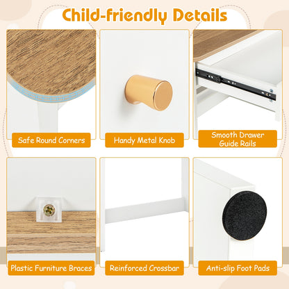 Kids Wooden Study Desk With Hutch, Drawer, White Kids Table & Chair Sets at Gallery Canada