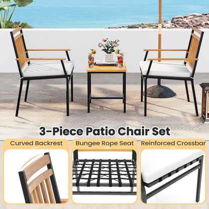 3-Piece Acacia Wood Patio Conversation Set, White Patio Conversation Sets at Gallery Canada