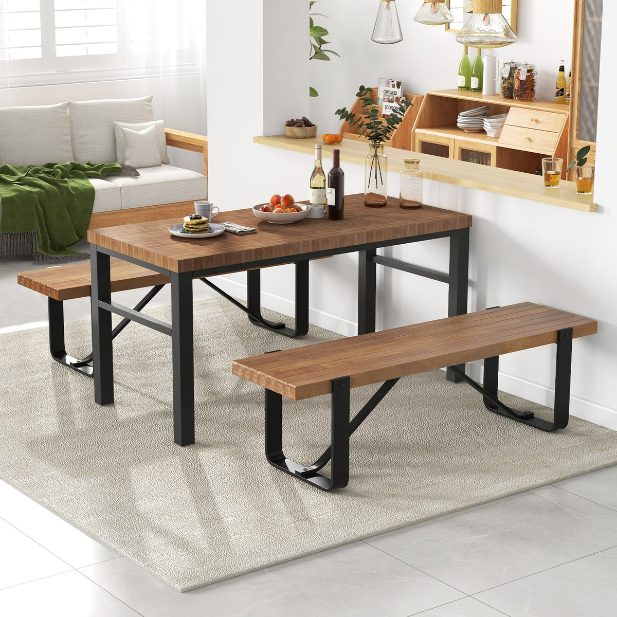 60 Inch Entryway Bench, Rustic Farmhouse Wooden Shoe Rack, Natural Shoe Racks & Storage Benches at Gallery Canada