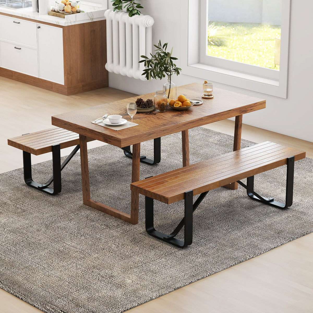 60 Inch Entryway Bench, Rustic Farmhouse Wooden Shoe Rack, Natural Shoe Racks & Storage Benches at Gallery Canada