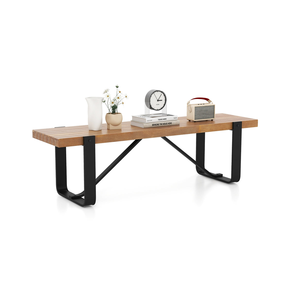 60 Inch Entryway Bench, Rustic Farmhouse Wooden Shoe Rack, Natural Shoe Racks & Storage Benches at Gallery Canada