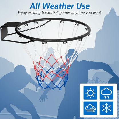 18 Inch Basketball Rim Replacement, All Weather Net, Black Sport Equipments at Gallery Canada