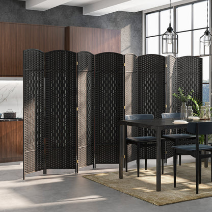 8-Panel Folding Room Divider, Hand-Woven Texture, Solid Wood Frame, Black Room Dividers at Gallery Canada