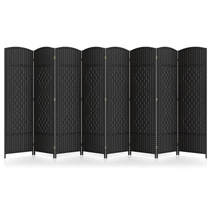 8-Panel Folding Room Divider, Hand-Woven Texture, Solid Wood Frame, Black Room Dividers at Gallery Canada