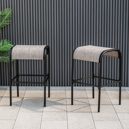 Set Of 2 Metal Bar Stools, Curved Fabric Seat, Patio Bar Stools at Gallery Canada