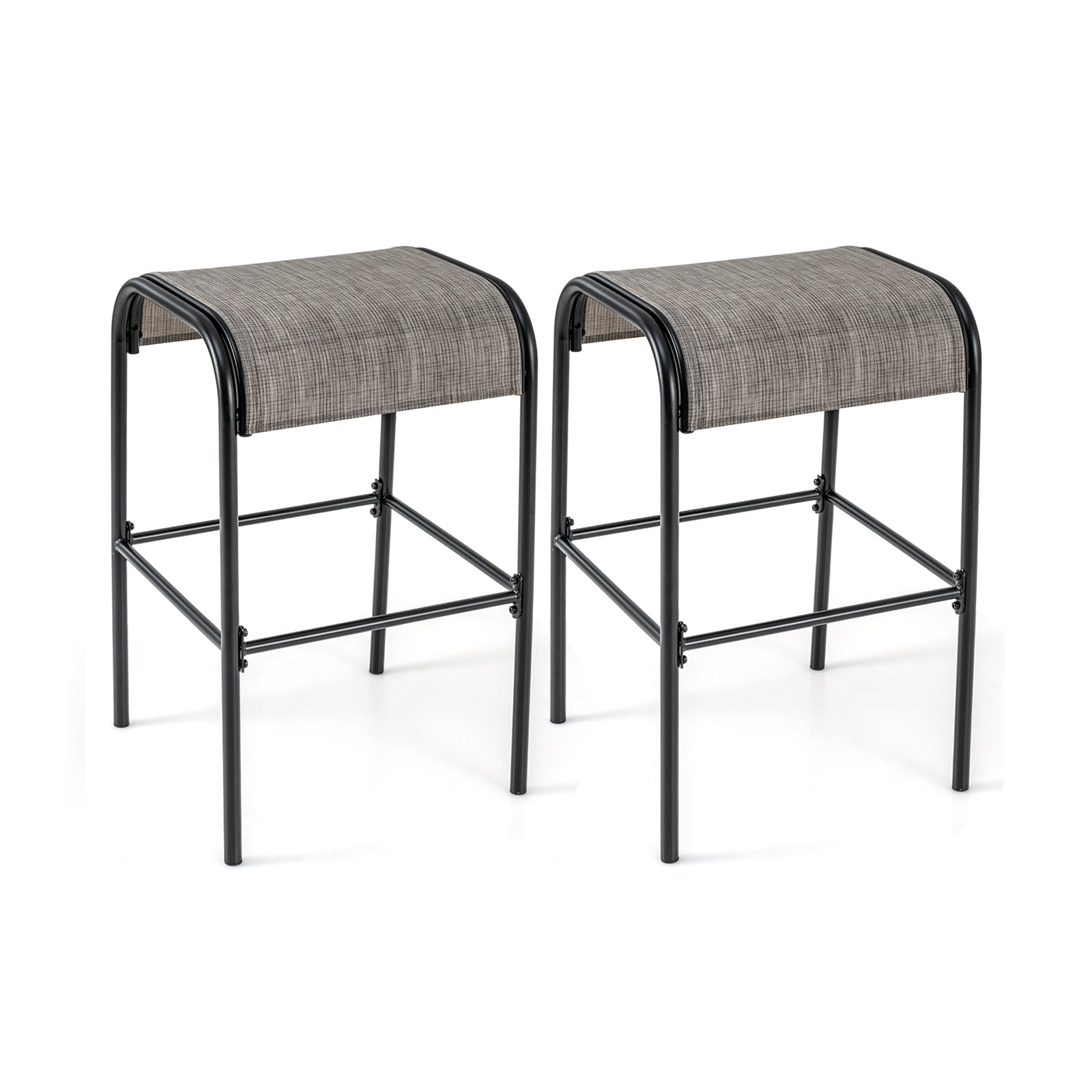 Set Of 2 Metal Bar Stools, Curved Fabric Seat, Patio Bar Stools Options at Gallery Canada