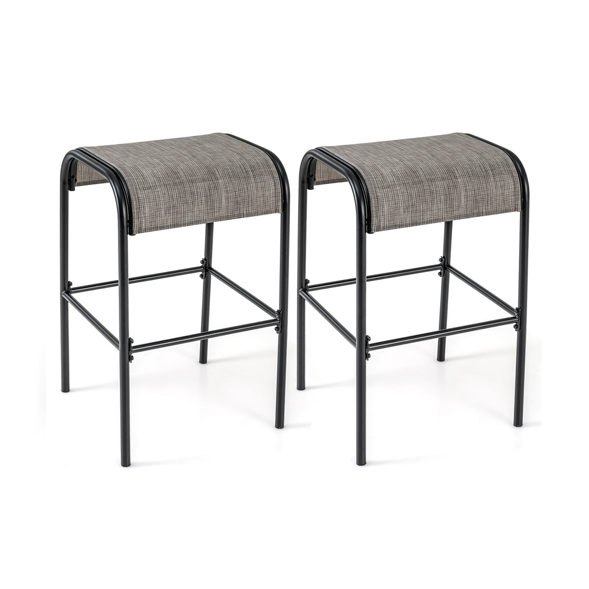 Set Of 2 Metal Bar Stools, Curved Fabric Seat, Patio Bar Stools Options at Gallery Canada