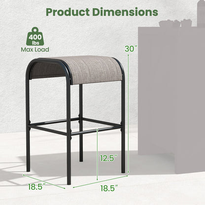 Set Of 2 Metal Bar Stools, Curved Fabric Seat, Patio Bar Stools at Gallery Canada